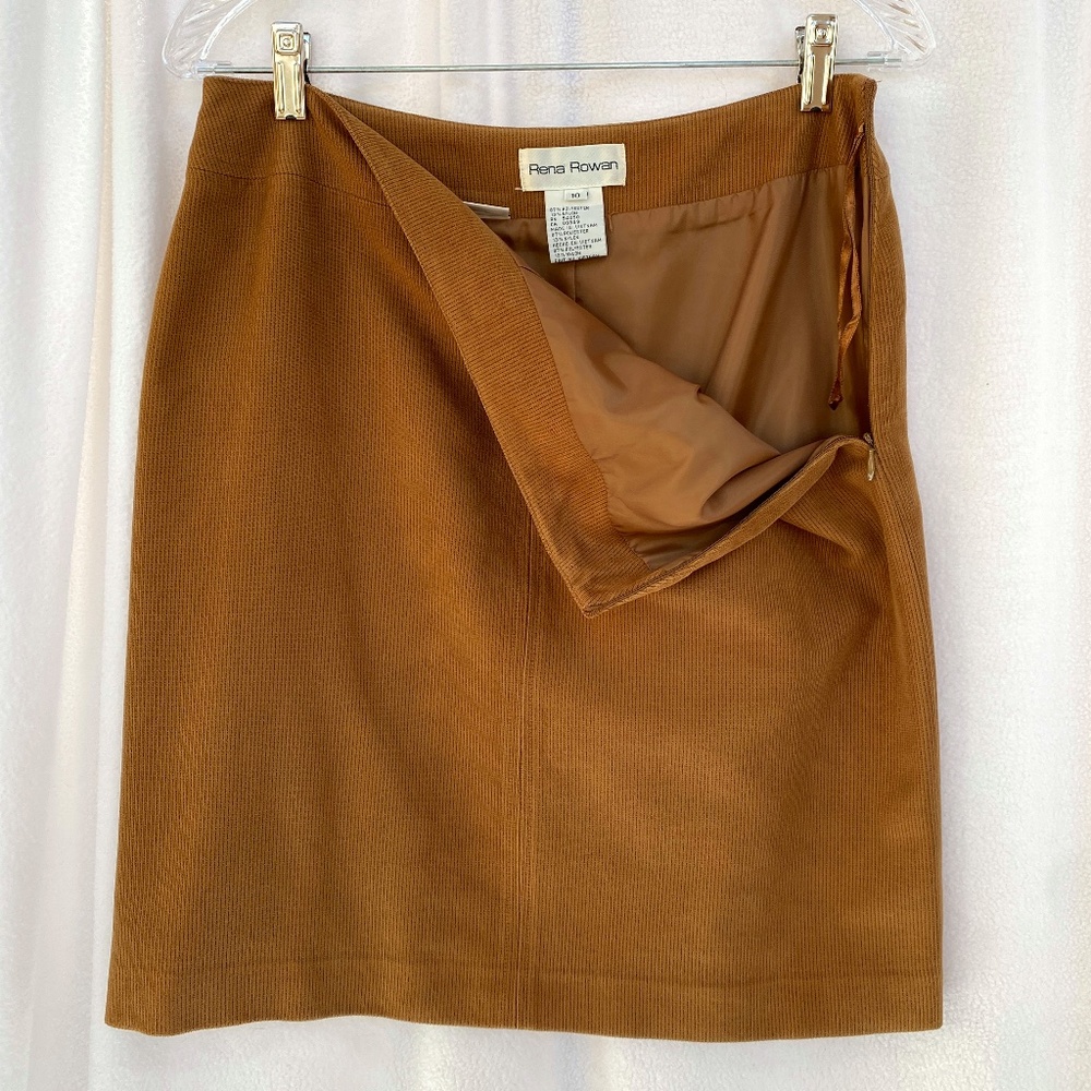 Rena Rowan Light Brown Soft Corduroy Skirt (Size 10)